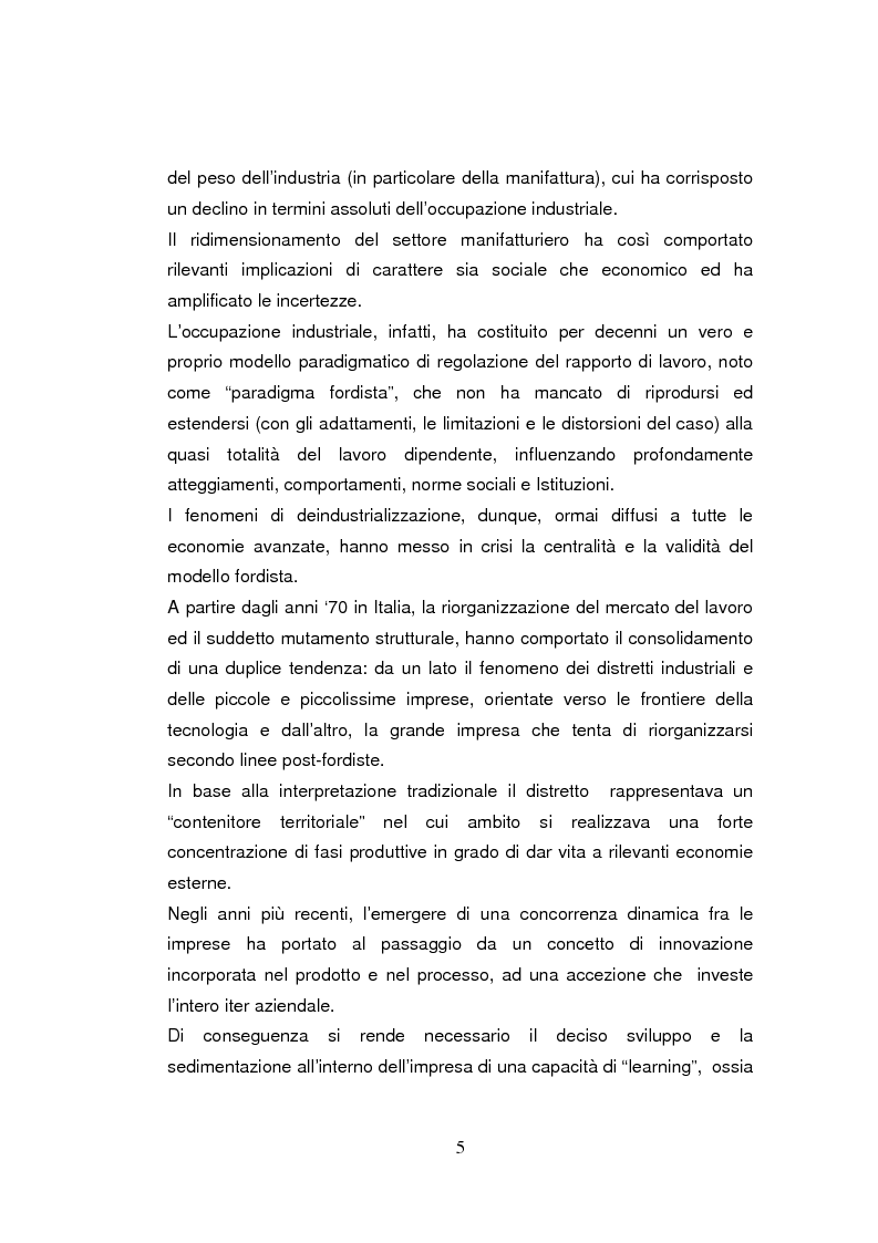 Anteprima della tesi: Economia dell'apprendimento e socializzazione al lavoro: un caso di deindustrializzazione, Pagina 2