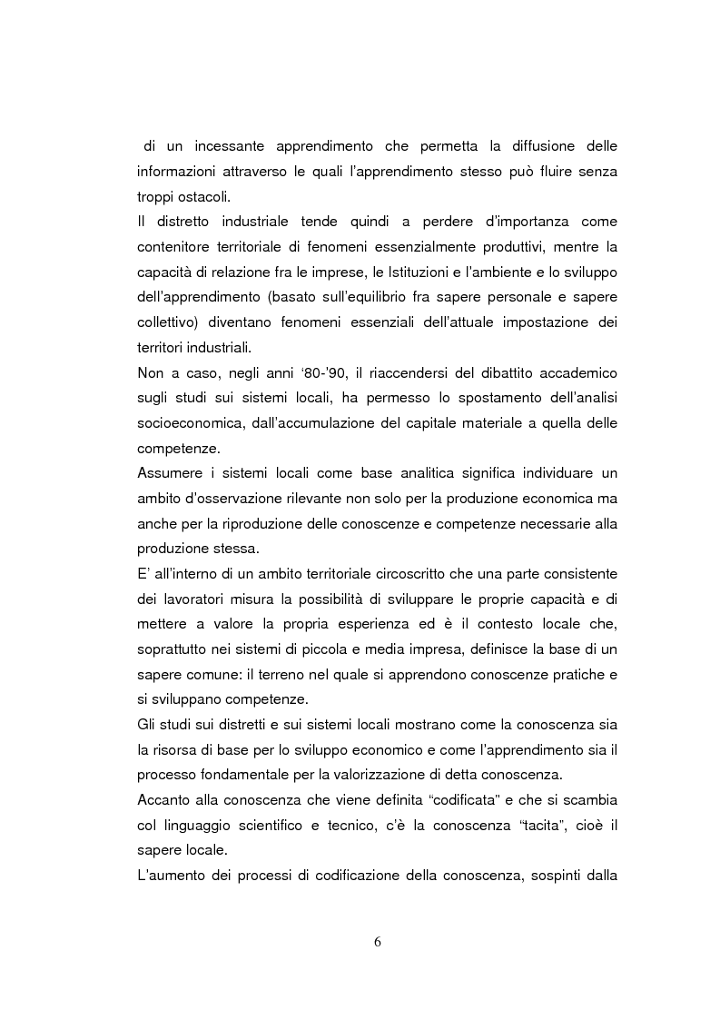 Anteprima della tesi: Economia dell'apprendimento e socializzazione al lavoro: un caso di deindustrializzazione, Pagina 3