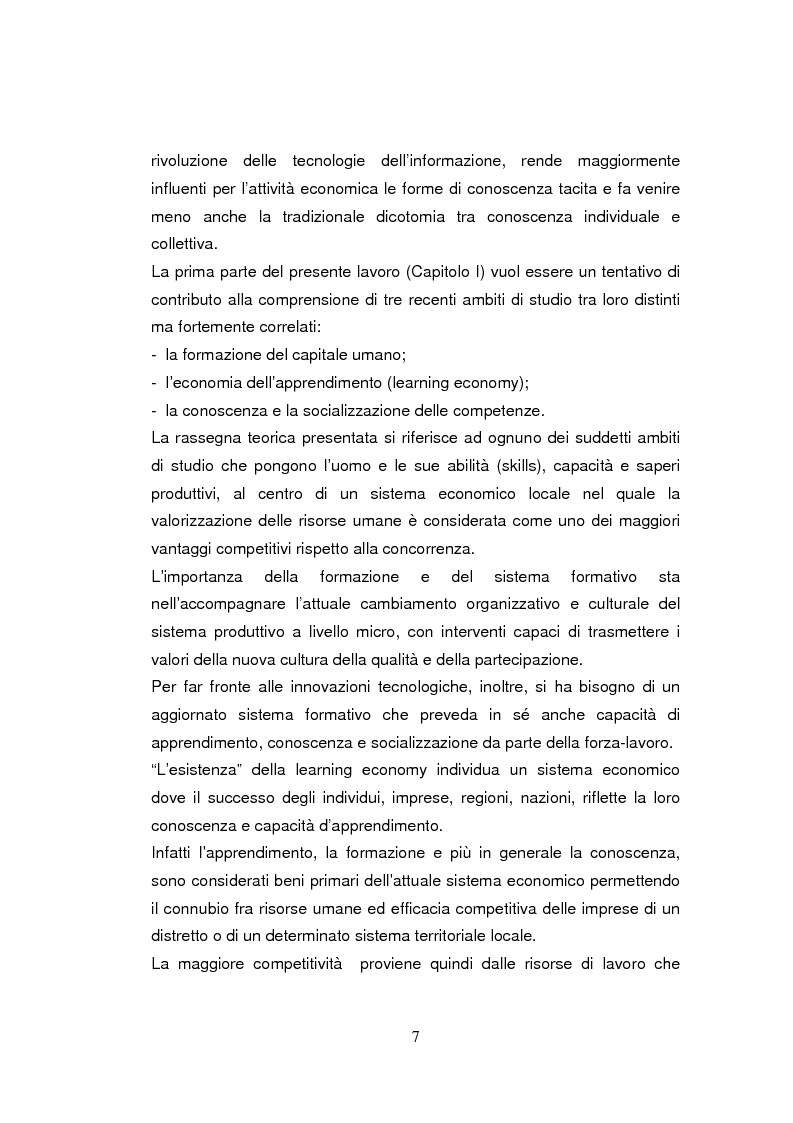 Anteprima della tesi: Economia dell'apprendimento e socializzazione al lavoro: un caso di deindustrializzazione, Pagina 4