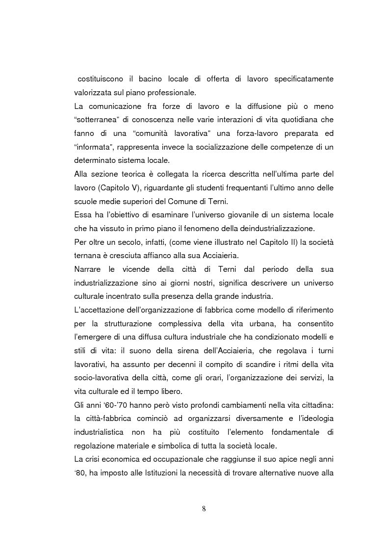 Anteprima della tesi: Economia dell'apprendimento e socializzazione al lavoro: un caso di deindustrializzazione, Pagina 5