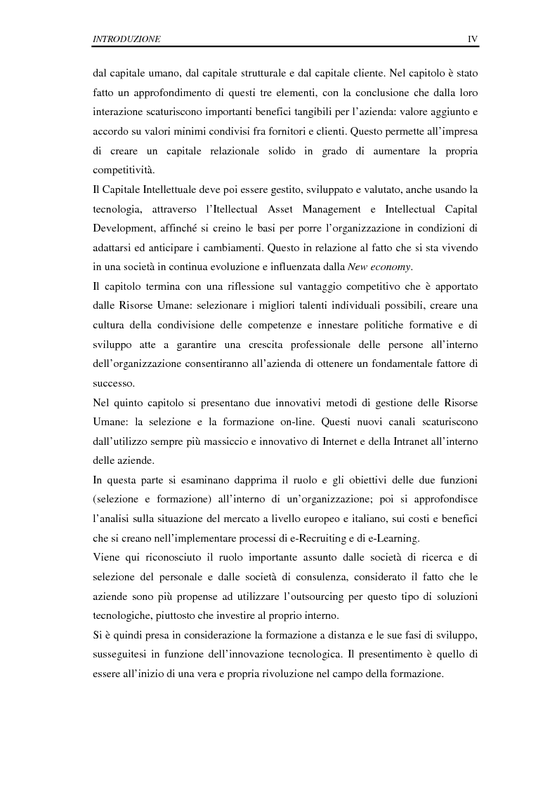 Anteprima della tesi: La selezione e la formazione on-line come supporto alla gestione del capitale intellettuale, Pagina 4