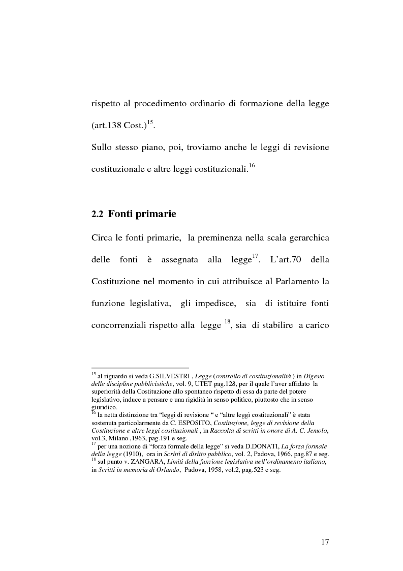 Anteprima della tesi: Le fonti dell'ordinamento italiano: fonti atipiche e leggi rinforzate, Pagina 13