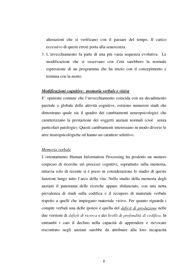 Anteprima della tesi: Processi di memoria e immaginazione in soggetti anziani, Pagina 4