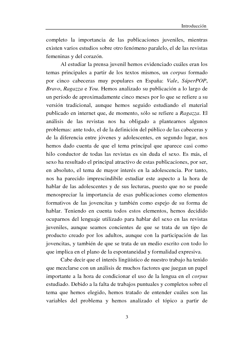 Anteprima della tesi: Cómo se habla de sexo en las revistas españolas para adolescentes, Pagina 3