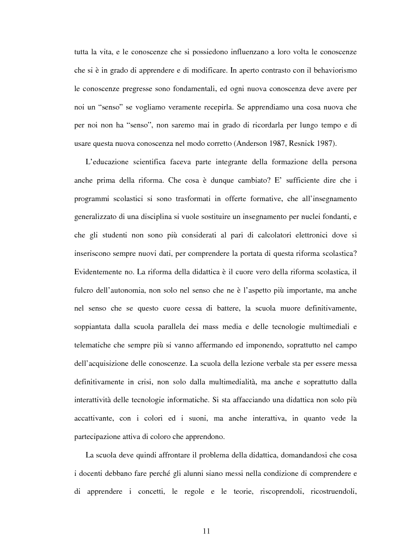 Anteprima della tesi: Il ruolo dell'insegnamento nella modificazione delle rappresentazioni mentali difformi. Un'esperienza di didattica dell'astronomia e della fisica per la scuola dell'obbligo., Pagina 10