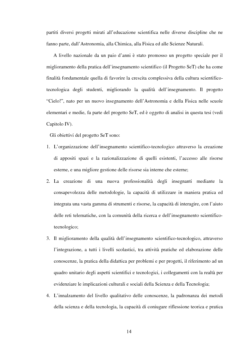Anteprima della tesi: Il ruolo dell'insegnamento nella modificazione delle rappresentazioni mentali difformi. Un'esperienza di didattica dell'astronomia e della fisica per la scuola dell'obbligo., Pagina 13