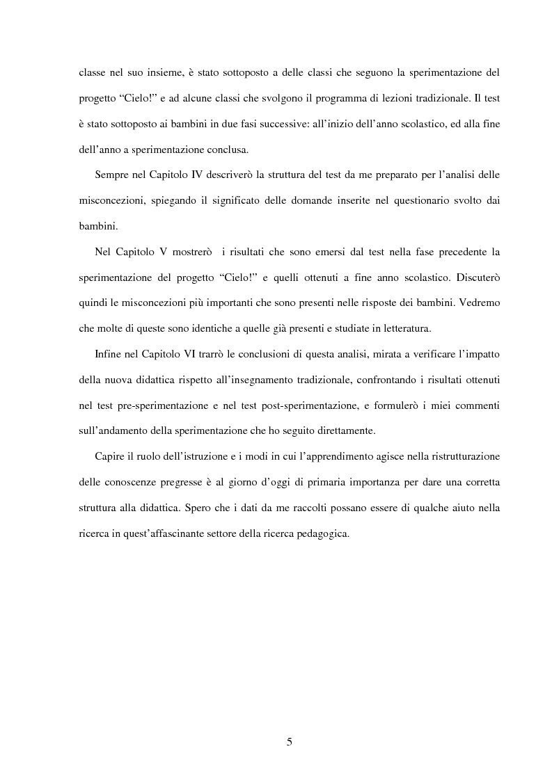 Anteprima della tesi: Il ruolo dell'insegnamento nella modificazione delle rappresentazioni mentali difformi. Un'esperienza di didattica dell'astronomia e della fisica per la scuola dell'obbligo., Pagina 4