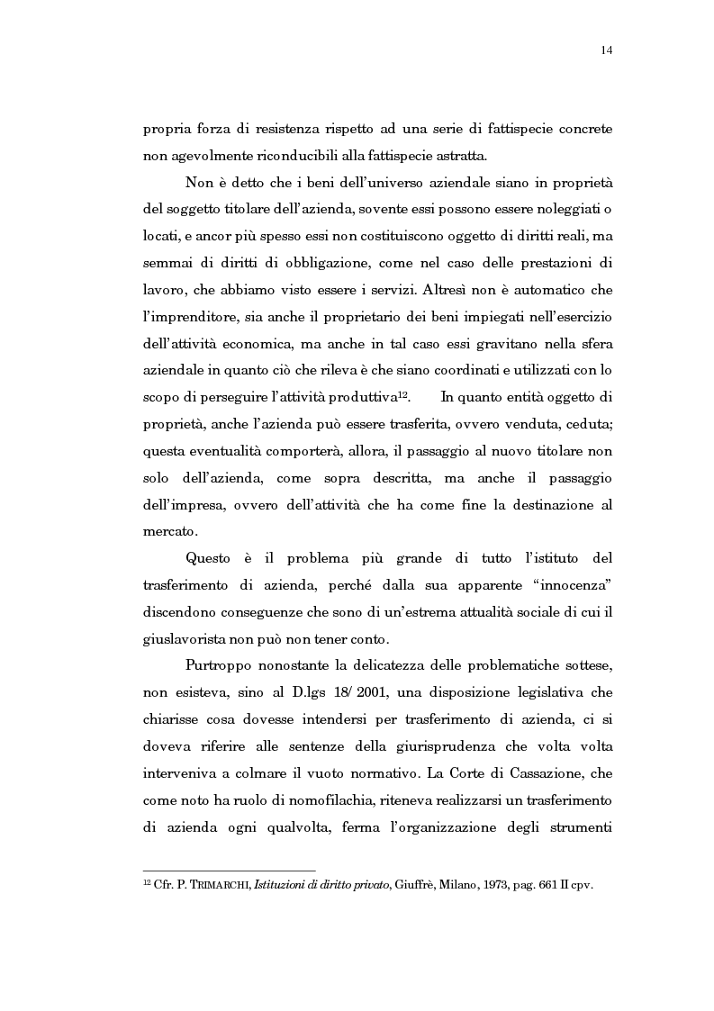 Anteprima della tesi: Il trasferimento di azienda, Pagina 10
