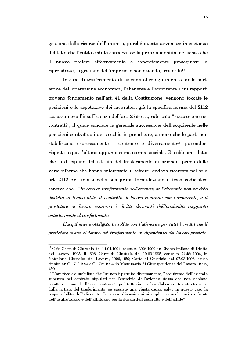 Anteprima della tesi: Il trasferimento di azienda, Pagina 12