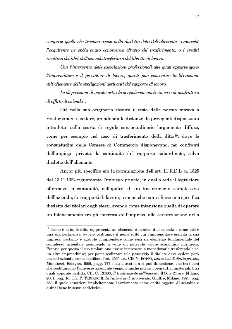 Anteprima della tesi: Il trasferimento di azienda, Pagina 13