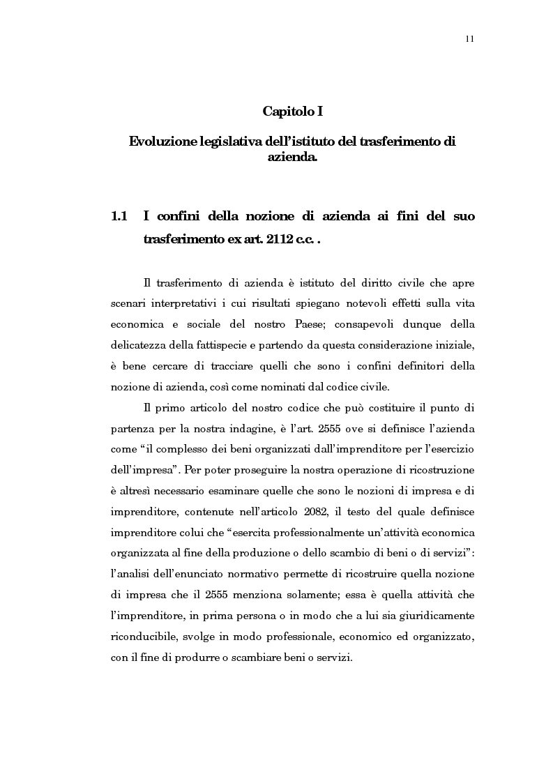 Anteprima della tesi: Il trasferimento di azienda, Pagina 7
