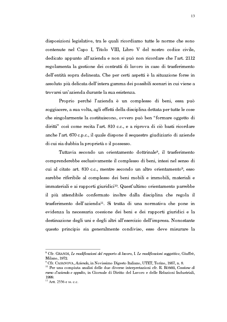 Anteprima della tesi: Il trasferimento di azienda, Pagina 9
