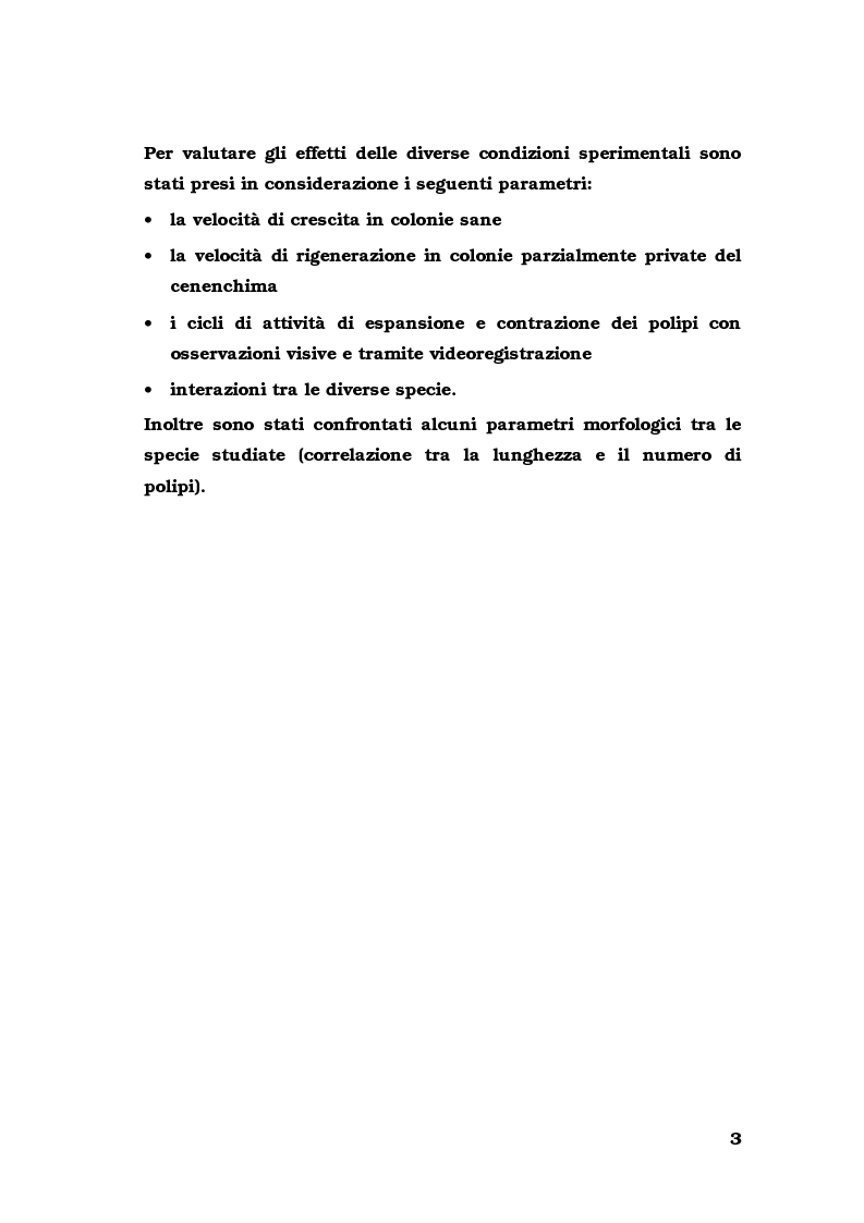Anteprima della tesi: Biologia di alcuni Gorgonacei mediterranei in differenti condizioni sperimentali, Pagina 2