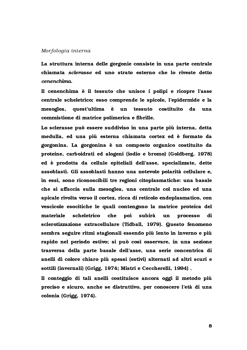 Anteprima della tesi: Biologia di alcuni Gorgonacei mediterranei in differenti condizioni sperimentali, Pagina 7