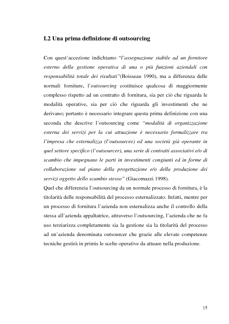 Anteprima della tesi: Il processo di outsourcing ed il modello ASP. Un’analisi del mercato assicurativo, Pagina 10