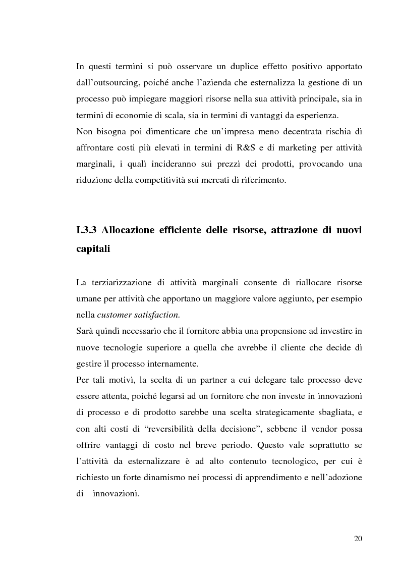 Anteprima della tesi: Il processo di outsourcing ed il modello ASP. Un’analisi del mercato assicurativo, Pagina 15