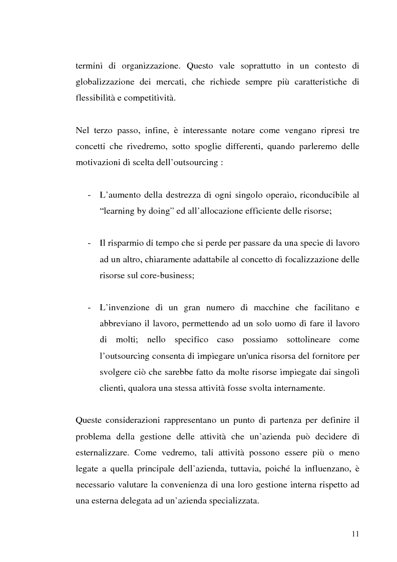Anteprima della tesi: Il processo di outsourcing ed il modello ASP. Un’analisi del mercato assicurativo, Pagina 6
