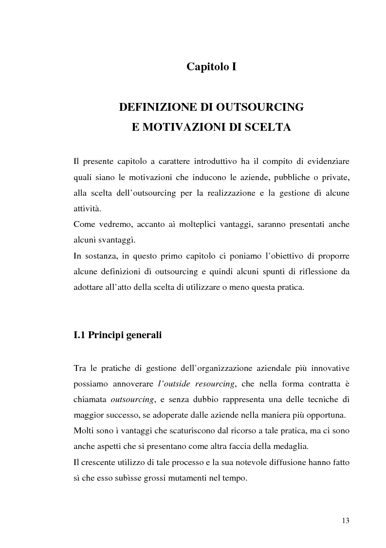 Anteprima della tesi: Il processo di outsourcing ed il modello ASP. Un’analisi del mercato assicurativo, Pagina 8