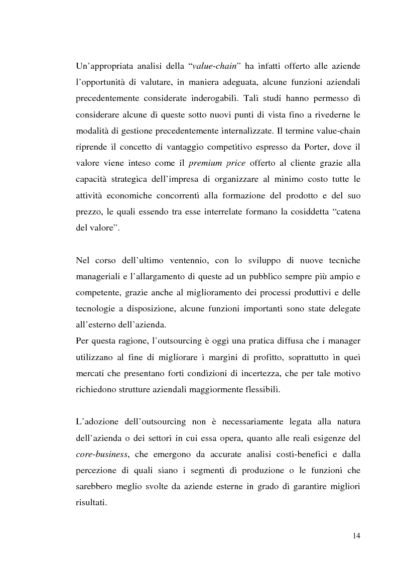 Anteprima della tesi: Il processo di outsourcing ed il modello ASP. Un’analisi del mercato assicurativo, Pagina 9