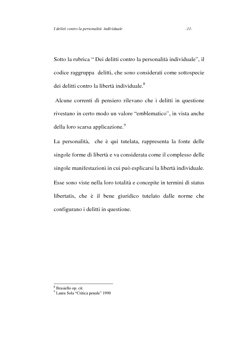Anteprima della tesi: I delitti contro la personalità individuale, Pagina 11