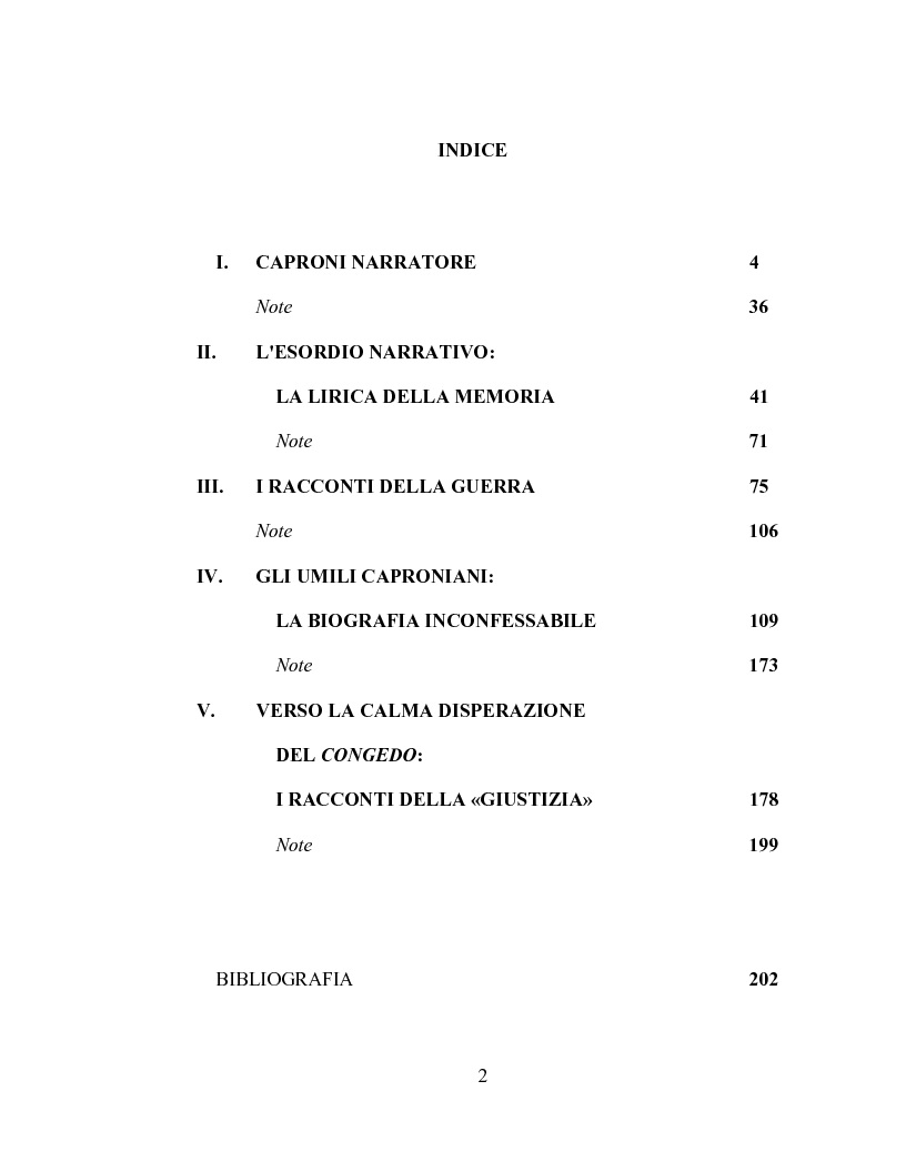 Indice della tesi: I racconti di Giorgio Caproni, Pagina 1