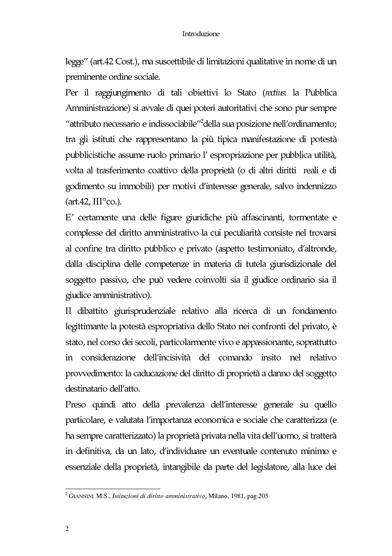 Anteprima della tesi: Il diritto di proprietà e il potere espropriativo dello Stato nella Costituzione e nel diritto vigente, Pagina 2
