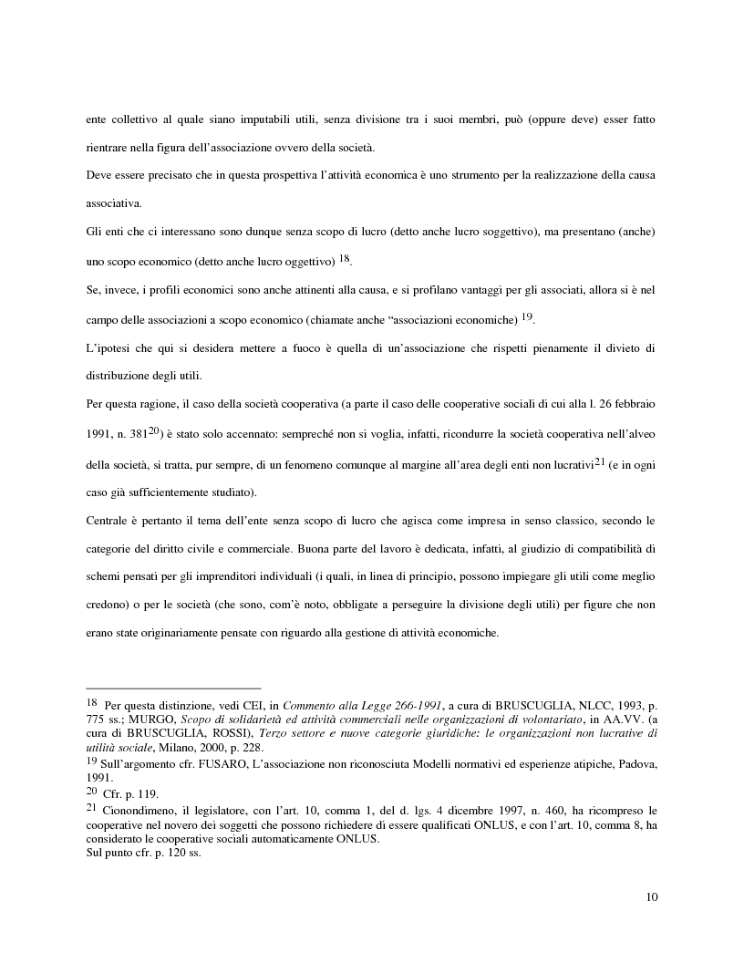 Anteprima della tesi: L'attività d'impresa degli enti senza scopo di lucro, Pagina 7