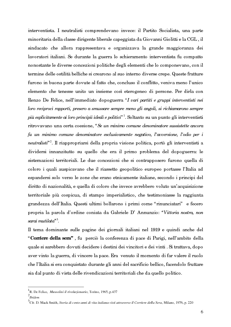Anteprima della tesi: L'avvento del fascismo attraverso le pagine del ''Corriere della Sera'' (1919-1925), Pagina 5
