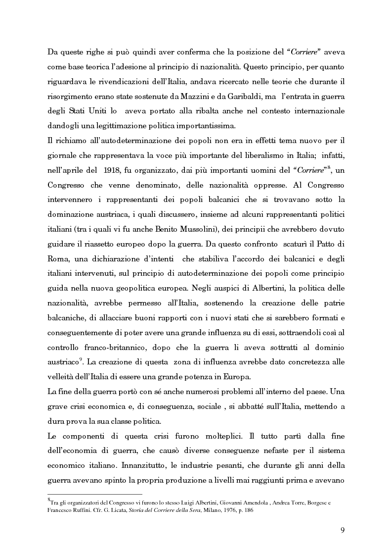 Anteprima della tesi: L'avvento del fascismo attraverso le pagine del ''Corriere della Sera'' (1919-1925), Pagina 8