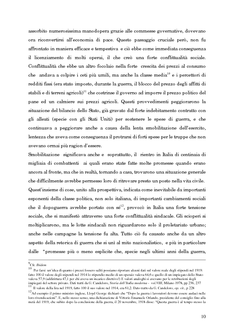 Anteprima della tesi: L'avvento del fascismo attraverso le pagine del ''Corriere della Sera'' (1919-1925), Pagina 9