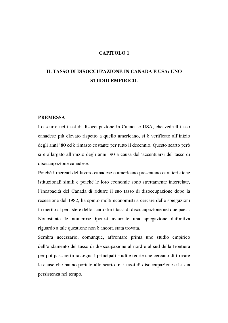 Anteprima della tesi: Il tasso di disoccupazione in Canada e USA negli anni ’80 e ’90: analisi macroeconomica e ipotesi sulla divergenza, Pagina 3