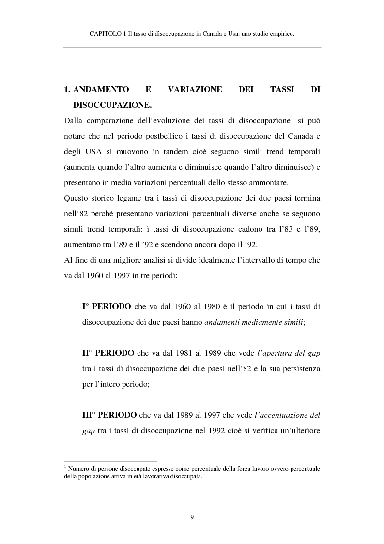 Anteprima della tesi: Il tasso di disoccupazione in Canada e USA negli anni ’80 e ’90: analisi macroeconomica e ipotesi sulla divergenza, Pagina 4