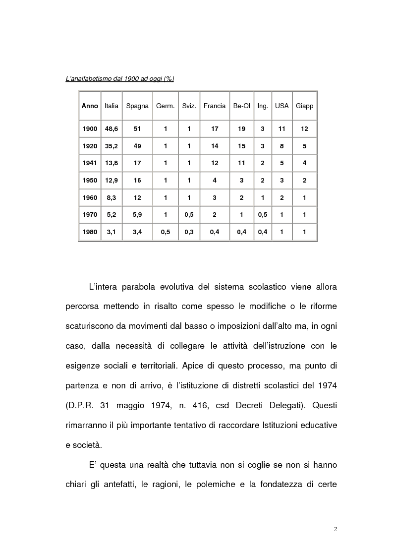 Anteprima della tesi: Scuola, territorio e distretti scolastici, Pagina 2