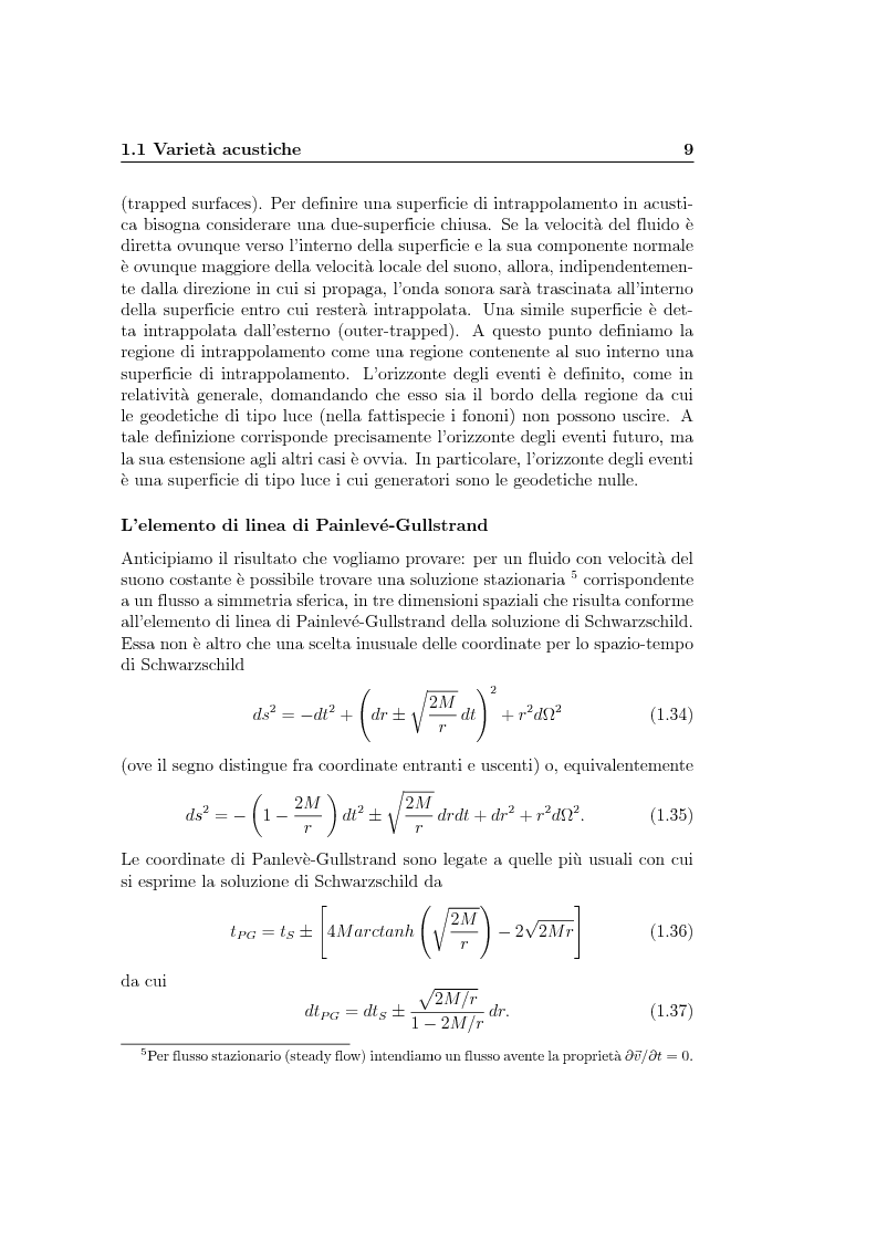 Anteprima della tesi: Analogie idrodinamiche nella fisica dei buchi neri, Pagina 12