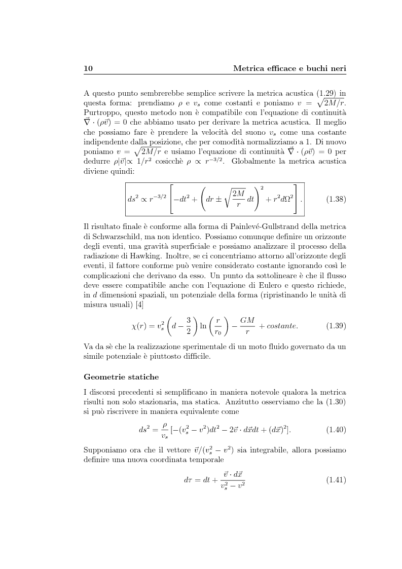 Anteprima della tesi: Analogie idrodinamiche nella fisica dei buchi neri, Pagina 13