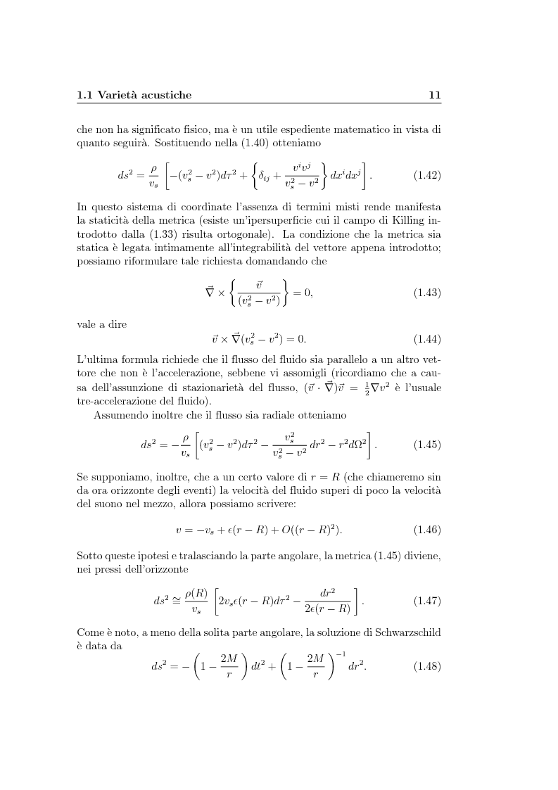 Anteprima della tesi: Analogie idrodinamiche nella fisica dei buchi neri, Pagina 14