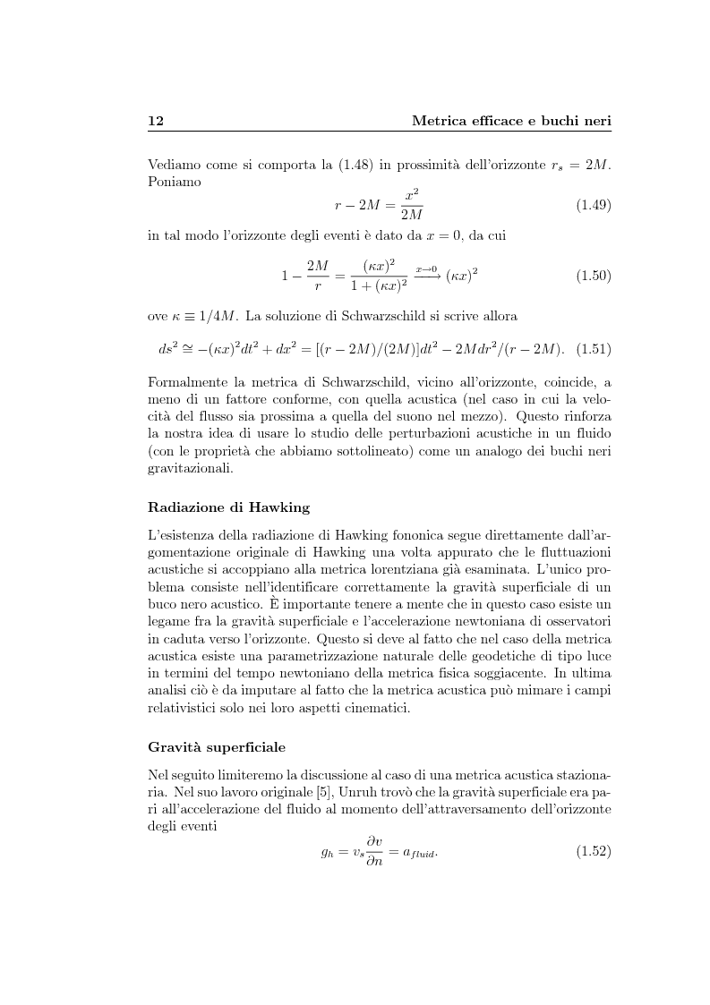 Anteprima della tesi: Analogie idrodinamiche nella fisica dei buchi neri, Pagina 15