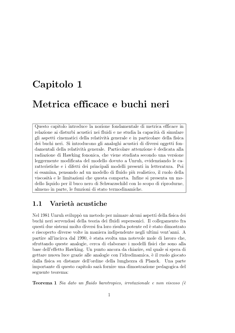 Anteprima della tesi: Analogie idrodinamiche nella fisica dei buchi neri, Pagina 4