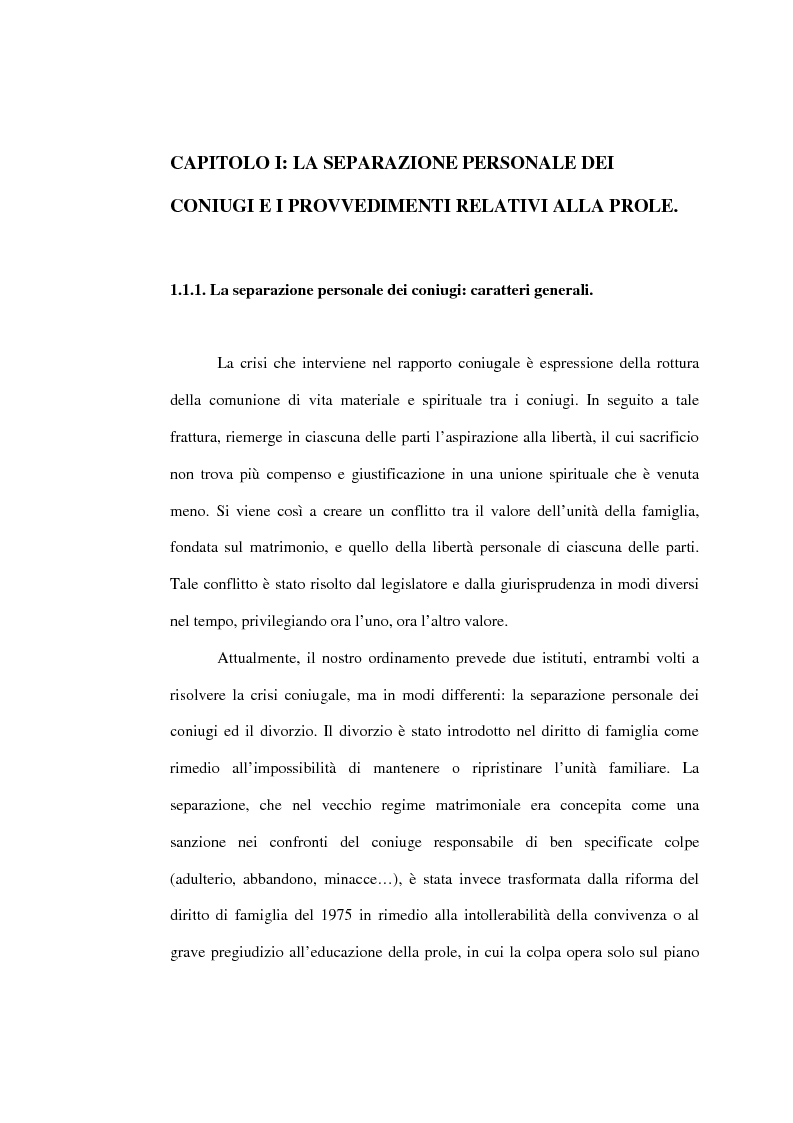 Anteprima della tesi: L'affidamento della prole nella separazione giudiziale dei coniugi, Pagina 5