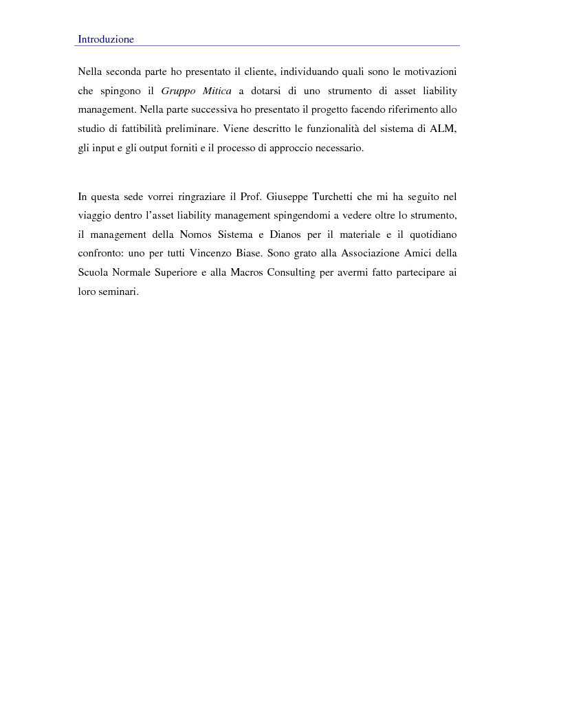 Anteprima della tesi: Asset liability management per le compagnie di assicurazione sulla vita. Un caso operativo, Pagina 2