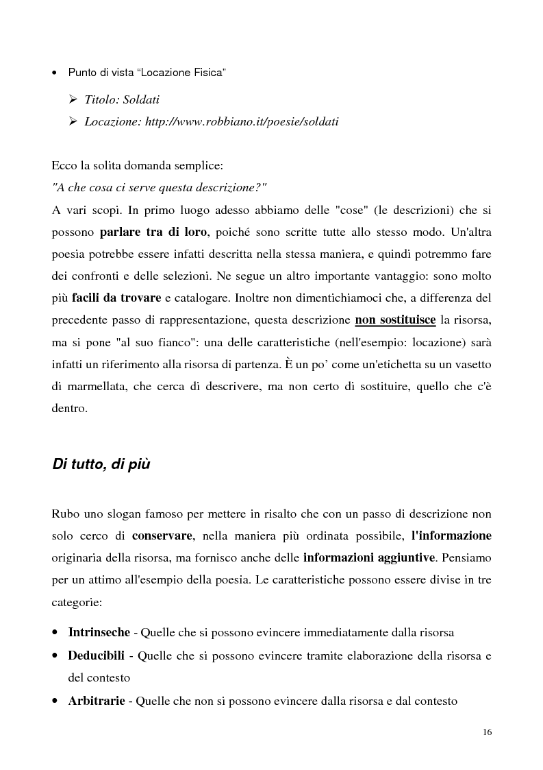 Anteprima della tesi: Metaweb: Motore di ricerca e navigazione ''semantica'' nel meta-universo delle descrizioni delle risorse - Definizione del modello formale e implementazione di un prototipo in Java e XML, Pagina 11