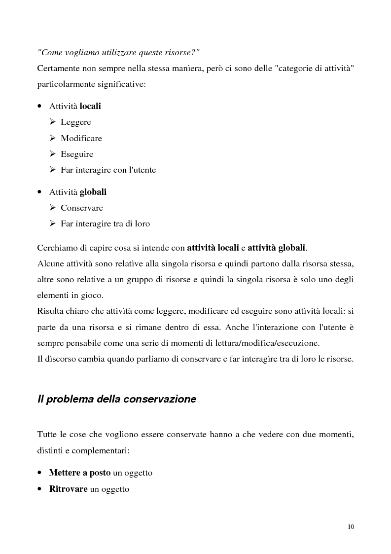 Anteprima della tesi: Metaweb: Motore di ricerca e navigazione ''semantica'' nel meta-universo delle descrizioni delle risorse - Definizione del modello formale e implementazione di un prototipo in Java e XML, Pagina 5