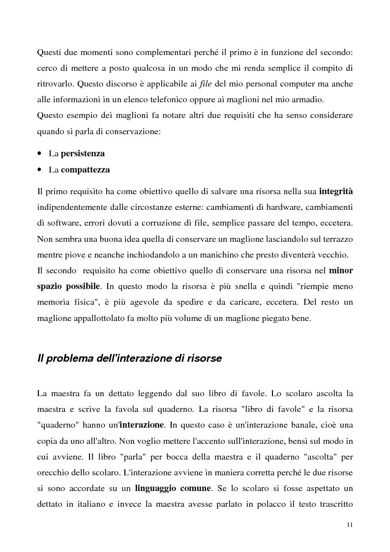 Anteprima della tesi: Metaweb: Motore di ricerca e navigazione ''semantica'' nel meta-universo delle descrizioni delle risorse - Definizione del modello formale e implementazione di un prototipo in Java e XML, Pagina 6