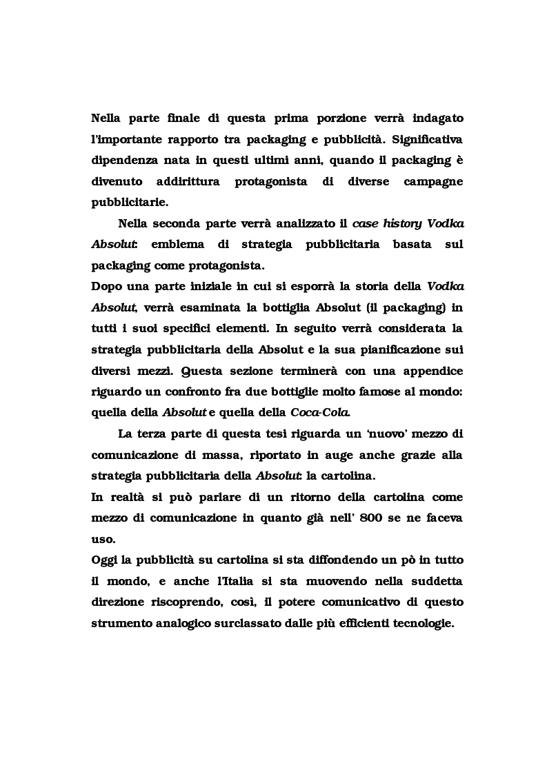 Anteprima della tesi: La pubblicità del packaging: il caso della Vodka Absolut, Pagina 2