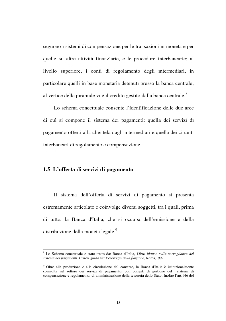 Anteprima della tesi: L'integrazione tra il sistema bancario e il sistema postale nell'offerta di servizi di pagamento, Pagina 13