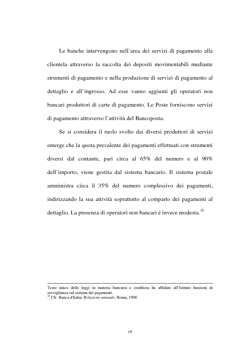 Anteprima della tesi: L'integrazione tra il sistema bancario e il sistema postale nell'offerta di servizi di pagamento, Pagina 14