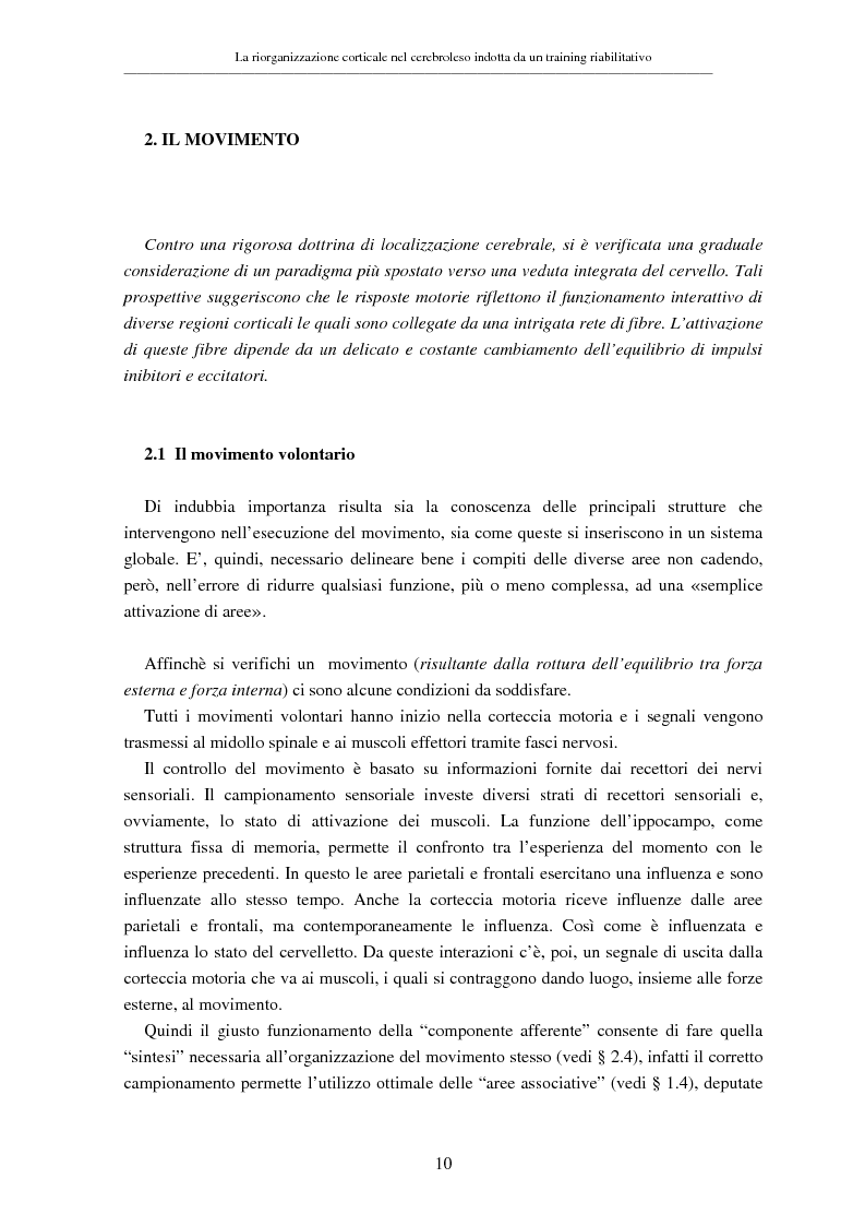 Anteprima della tesi: La riorganizzazione corticale nel cerebroleso indotta da un training riabilitativo, Pagina 14