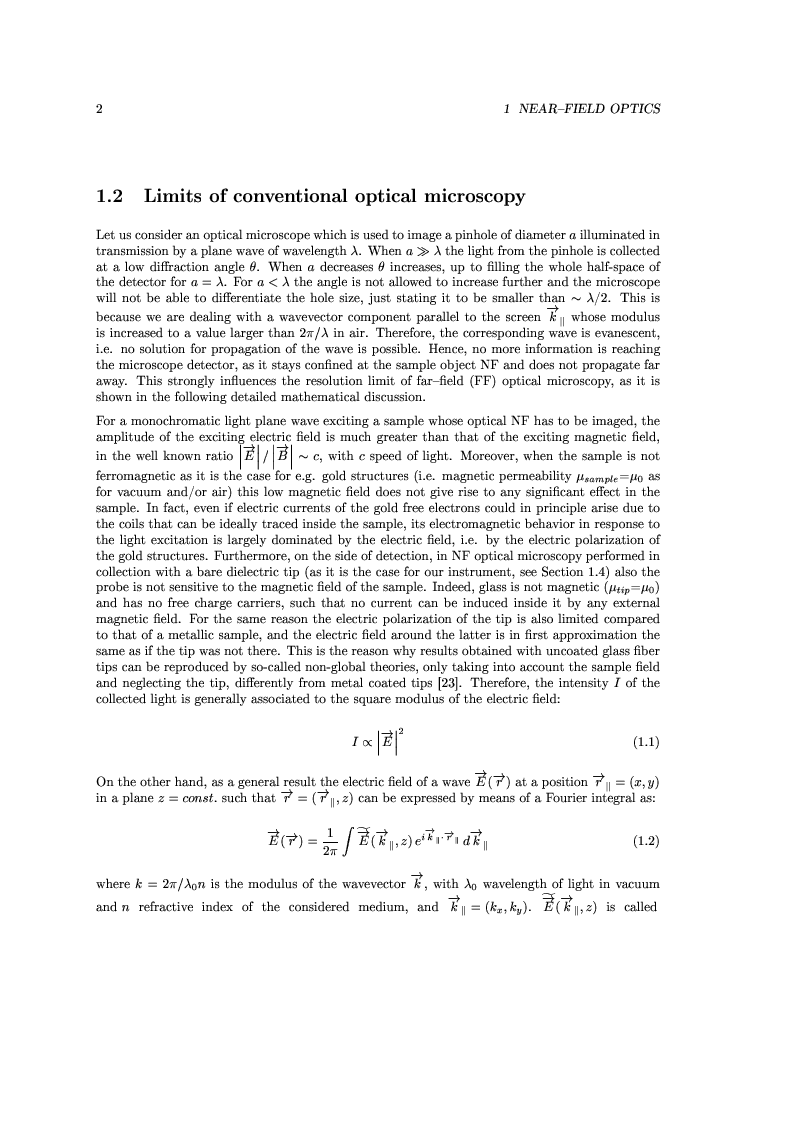 Anteprima della tesi: Near-Field Optics of Localized Surface Plasmons, Pagina 4