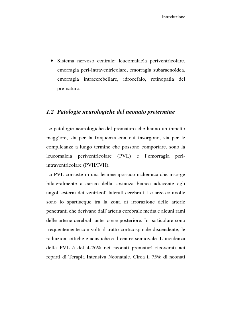 Anteprima della tesi: Diagnosi e prognosi nel neonato pretermine con iperecogenicità patologica all'ecografia cerebrale: studio della motilità spontanea con videoregistrazioni, Pagina 7