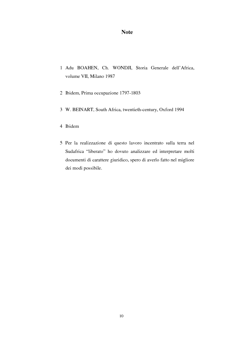 Anteprima della tesi: La questione della terra in Sudafrica 1990-1996: ridistribuzione della terra correlata alla percezione Afrikaner del fenomeno, Pagina 10